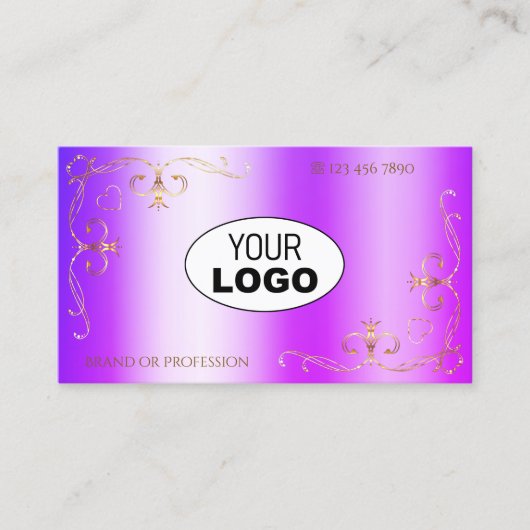 Blauwe Paarse Shimmery Gold  hoeken met Logo Visitekaartje (Voorkant)