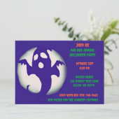 Blauwe Paarse Spooky Halloween Ghostly Party Kaart (Staand voorkant)