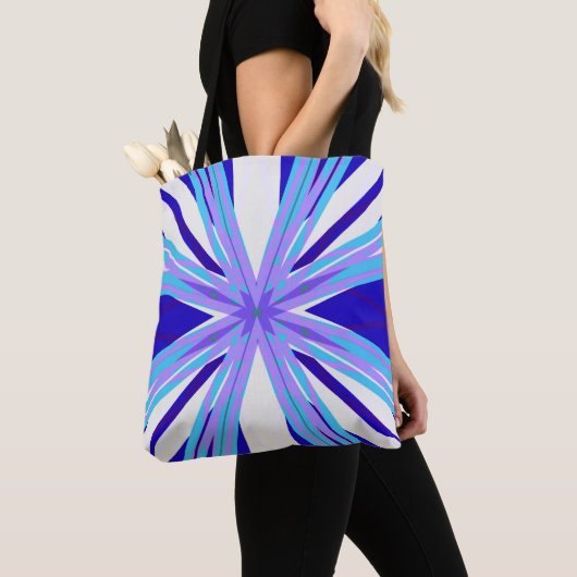 Blauwe Paarse Starburst Star Grocery Shopping Tote Bag (Dichtbij)