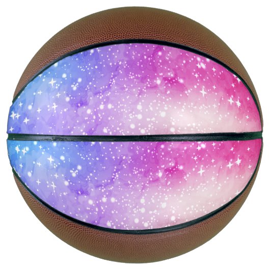 Blauwe paarse sterrenmelkhemel mini basketbal (Voorkant)
