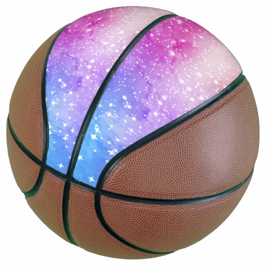 Blauwe paarse sterrenmelkhemel mini basketbal (Schuin)