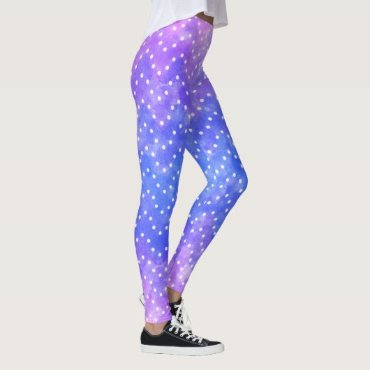 Blauwe Paarse Sterrennacht Sky Galaxy Waterverf Leggings (Rechts)