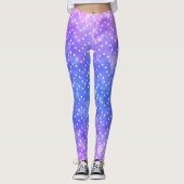Blauwe Paarse Sterrennacht Sky Galaxy Waterverf Leggings (Voorkant)