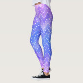 Blauwe Paarse Sterrennacht Sky Galaxy Waterverf Leggings (Links)
