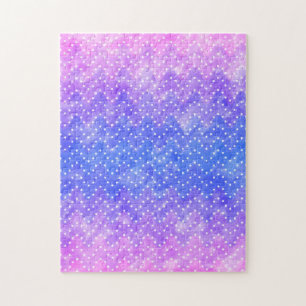 Blauwe Paarse Sterrennacht Sky Galaxy Waterverf Legpuzzel
