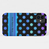 Blauwe Paarse Stippen op zwart Case-Mate iPhone Case (Achterkant (horizontaal))