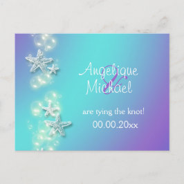 Blauwe paarse strandspreeuw aankondigingskaart