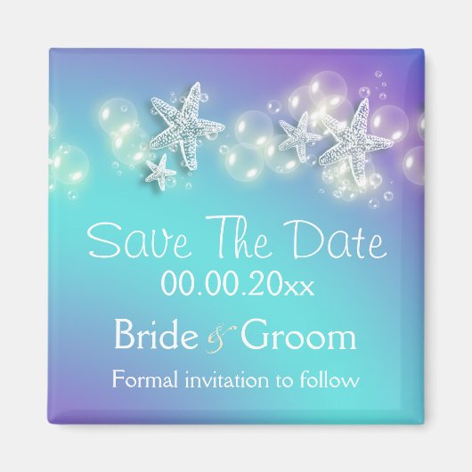 Blauwe paarse strandspreeuw magneet (Voorkant)