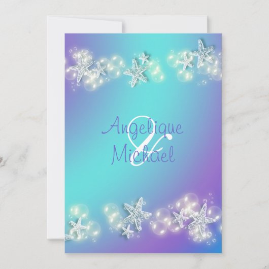 Blauwe paarse strandstrande kaart (Voorkant)