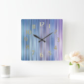 Blauwe Paarse strepen Vierkante Klok (Huis)