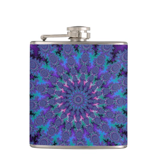 Blauwe Paarse Stropdas-Dye Trippy Fun Flask Heupfles (Voorkant)