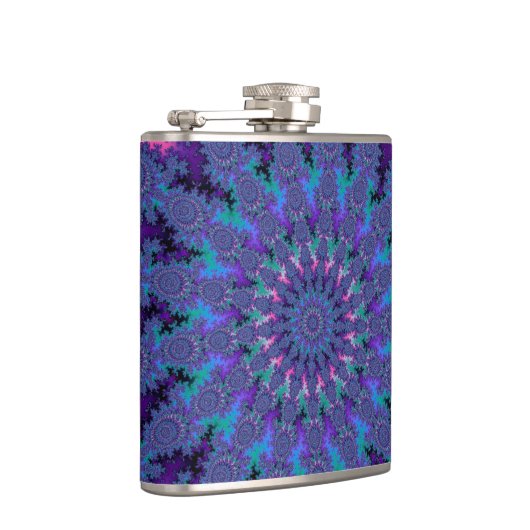 Blauwe Paarse Stropdas-Dye Trippy Fun Flask Heupfles (Rechts)