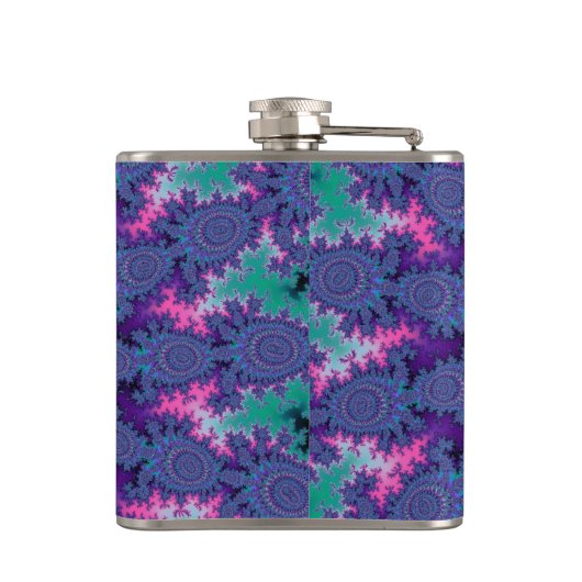 Blauwe Paarse Stropdas-Dye Trippy Fun Flask Heupfles (Achterkant)