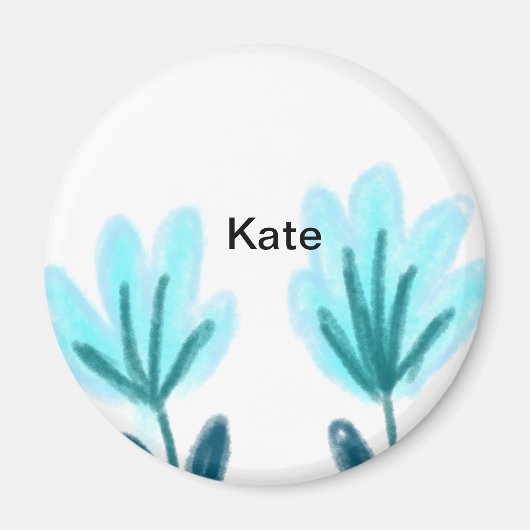 Blauwe paarse t florale waterverf voeg naamtekst t magneet (Voorkant)