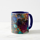 Blauwe, Paarse, turquoise alcohol & inktbellen Mok (Voorkant rechts)