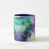 Blauwe Paarse Turquoise Perzik Alcohol & Inkt Bubb Mok (Midden)