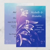Blauwe Paarse uitnodiging voor een bruiloft (Voorkant / Achterkant)