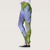 Blauwe Paarse ventilator Elegant Floral Leggings (Links)