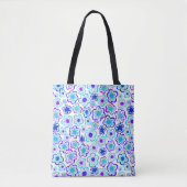 Blauwe Paarse ventilator met handschrift zomerFlor Tote Bag (Voorkant)