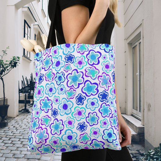 Blauwe Paarse ventilator met handschrift zomerFlor Tote Bag
