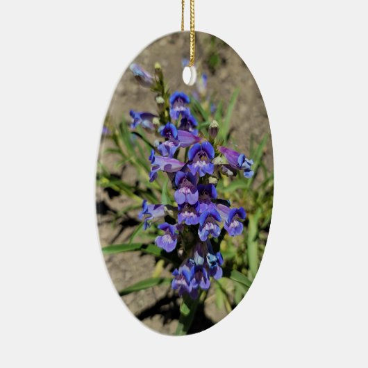 blauwe Paarse ventilator Verticale foto Keramisch Ornament (Rechts)