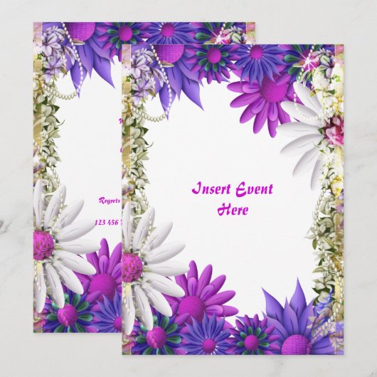 Blauwe paarse verloving verjaardag kaart (Voorkant / Achterkant)