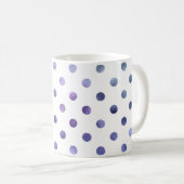 Blauwe Paarse Violet Metallic Faux Foil Polka Dot Koffiemok (Voorkant rechts)