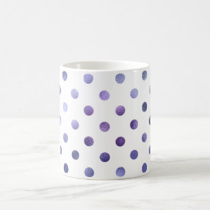Blauwe Paarse Violet Metallic Faux Foil Polka Dot Koffiemok