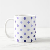 Blauwe Paarse Violet Metallic Faux Foil Polka Dot Koffiemok (Links)