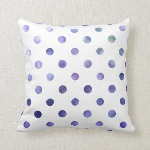 Blauwe Paarse Violet Metallic Faux Foil Polka Dot Kussen