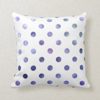 Blauwe Paarse Violet Metallic Faux Foil Polka Dot Kussen