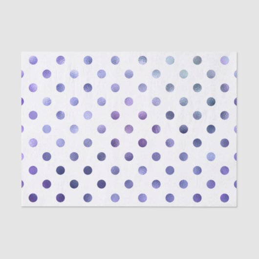 Blauwe Paarse Violet Metallic Faux Foil Polka Dot Tissuepapier (Voorkant)