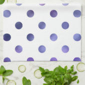 Blauwe Paarse Violet Metallic Folie Polka Dot Theedoek (Gevouwen)