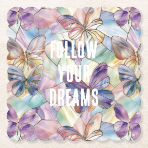 Blauwe Paarse vlinder Kartonnen Onderzetters