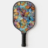 Blauwe Paarse vlinder Pickleball Paddle (Achterkant)