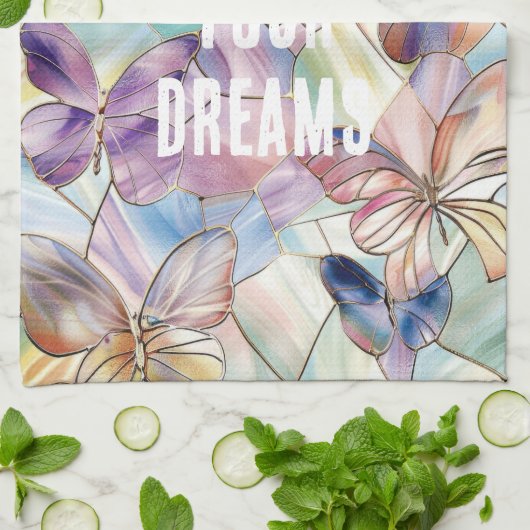 Blauwe Paarse vlinder Theedoek (Gevouwen)