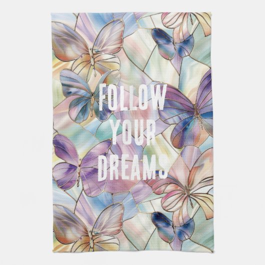 Blauwe Paarse vlinder Theedoek (Verticaal)