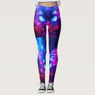 Blauwe + Paarse Vlinders Op Een Aangepaste Snug Leggings