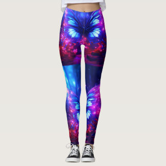 Blauwe + Paarse Vlinders Op Een Aangepaste Snug Leggings