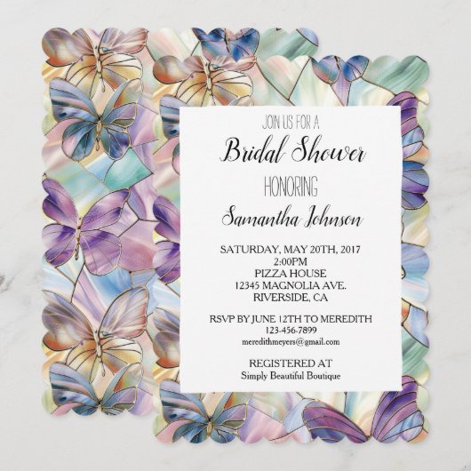 Blauwe Paarse vlinders Vrijgezellenfeest Kaart (Voorkant / Achterkant)