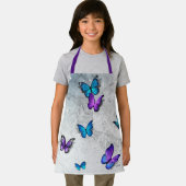 Blauwe Paarse Waterverf 3D Butterfly Name Monogram Schort (Insitu)