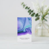 Blauwe Paarse Waterverf Agaat Make-up Artist Visitekaartje (Staand voorkant)