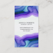 Blauwe Paarse Waterverf Agaat Make-up Artist Visitekaartje (Achterkant)