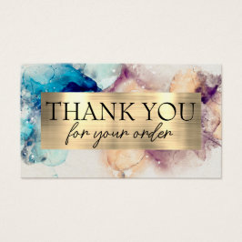 Blauwe paarse waterverf bedankt voor je kortingska visitekaartje
