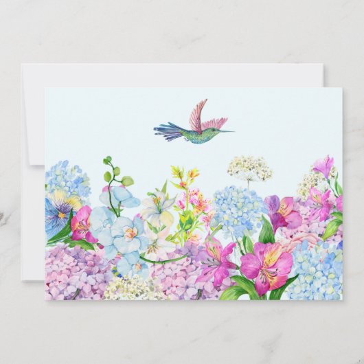 Blauwe Paarse Waterverf Bloem Bloem Verjaardag Kaart (Achterkant)