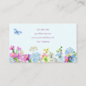 Blauwe Paarse Waterverf Bloem Bloem Visitekaartje (Achterkant)