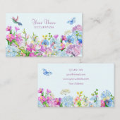 Blauwe Paarse Waterverf Bloem Bloem Visitekaartje (Voorkant / Achterkant)