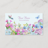 Blauwe Paarse Waterverf Bloem Bloem Visitekaartje (Voorkant)