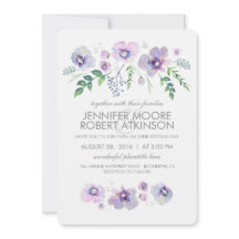 Blauwe Paarse Waterverf Bloemen Bruiloft