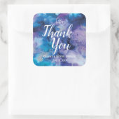 Blauwe Paarse Waterverf bruiloft dank u gunst Vierkante Sticker (Tas)